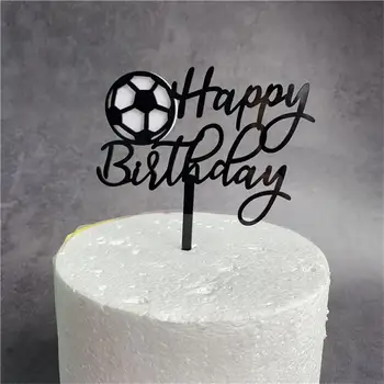 1 adet Futbol Tema Kek Topper Mutlu Doğum Günü Pastası Ekleme Kartı Doğum Günü Partisi Kek Dekorları Malzemeleri Çocuklar İçin Çocuk