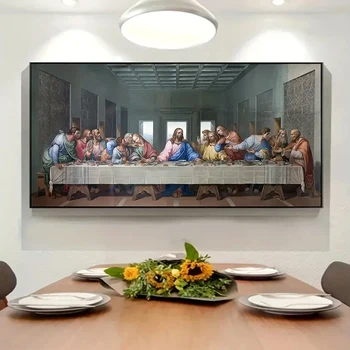 1 ADET Ünlü Son Akşam Yemeği Posteri Leonardo Da vinci'nin Klasik duvar sanatı tuval yağlıboya Baskı Resim Oturma Odası Ev Dekor