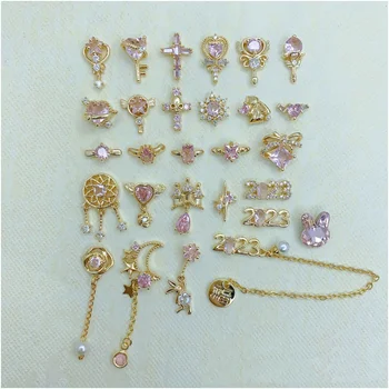 10 adet Sailor Moon tırnak mücevheri Takılar 3D Pembe Zirkon elmas tırnak süsü Sanat Dekorasyon 2023 Çok Şekil Güzel Kız Tırnak Aksesuarı
