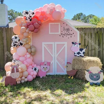 155 adet Çiftlik Balon Kemer Krem Şeftali Tozlu Pembe Cowgirl Balonlar Vahşi Bir Doğum Günü Kutsal İnek Parti Bebek Duş Çocuk Parti Dekor
