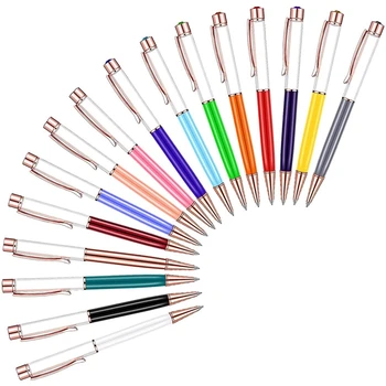 16 Adet Renkli Boş Tüp Yüzen DIY Kalemler, Bina Favori Sıvı Kum Kalemler, Elmas Kristal Tükenmez Kalemler
