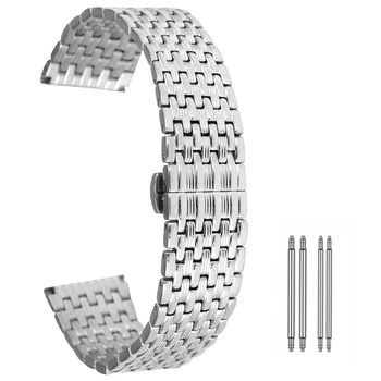 18/20 / 22mm Paslanmaz Çelik Zarif Kelebek Toka gümüş saat Bandı Kol Saati Sapanlar Yedek Watchband Erkekler Kadınlar için