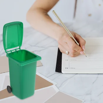 2 Adet Masaüstü çöp tenekesi çöp kovası plastik kovalar Küçük ofis kalemi Tutucu Organizatör Çöp Mini Kapaklı