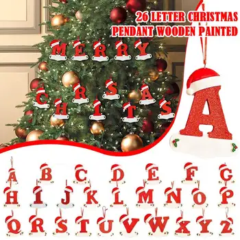 26 Mektup Noel Kolye Ahşap Boyalı Noel Ağacı Damla Süsleme Dekorasyon Ev Çocuk Oyuncakları Hediye Noel Yeni Yıl Dekor N B8N2