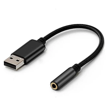 2X USB-3,5 Mm Kulaklık Jakı Ses Adaptörü,PC, Dizüstü Bilgisayar,PS4 için Harici Stereo Ses Kartı (0,6 Fit,Siyah)