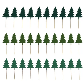 30 Adet Dekoratif Kek Topper Noel Ağacı Şekli Ekleme Kek Dekorasyon Parti Malzemeleri için Parti Şenlikli Yeşil