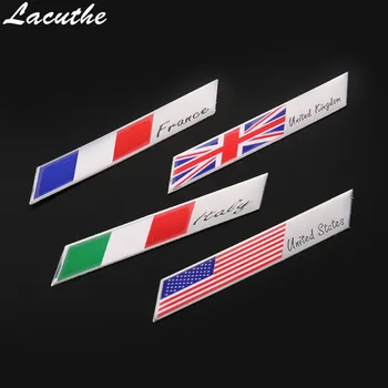 3D Alüminyum Fransa Birleşik Krallık İtalya Amerika Birleşik Devletleri bayrağı Logo Araba sticker Amblemler Rozeti çıkartmalar yan Çıkartmaları