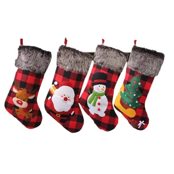 4 ADET Noel Çorap Noel Çorap Parti Mantel Süslemeleri Süsler Büyük Noel Çorap Kar Tanesi Hediye
