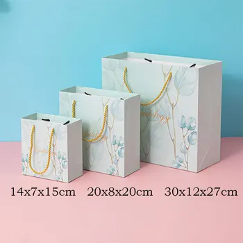 5 ADET/10 ADET Kalınlaşmış Kraft Kağıt Hediye kulplu çanta Doğum Günü Partisi Ambalaj Poşetleri Konuk için Düğün Hediyeleri Bayram Ramazan Malzemeleri