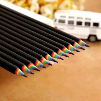 5 Adet 2B Dolum Okul Kalemler Çevre Dostu Gökkuşağı Kağıt Kalemler Toplu Renkli En Iyi Hediye Ahşap Kalem Ilk Gün okul