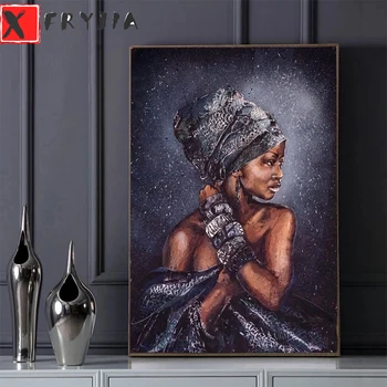 5D DİY Elmas Nakış soyut sanat siyah afrikalı kadın Tam Kitleri İğne Elmas Boyama Çapraz Dikiş Dekor Ev İçin