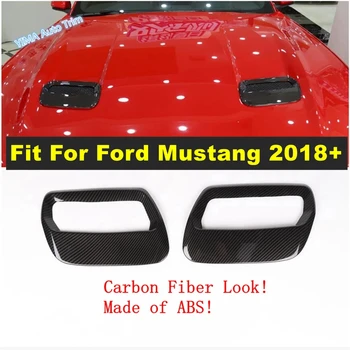 Araba Motor Kaputu Klima AC Havalandırma Çıkışı Trim Fit Ford Mustang 2018 2019 İçin 2020 Karbon Fiber Dış Aksesuarlar