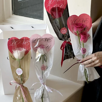 Aşk Üç Boyutlu Tek Parça Çiçek Çanta Düz Tüp Gül Çiçek Düzenleme Çanta Çiçek Ambalaj ve Çiçek Malzemeleri