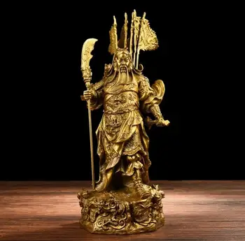 Bakır Heykel Saf bakır: heykeli Guan Gong, zenginlik Tanrısı Ejderha Guan Gong