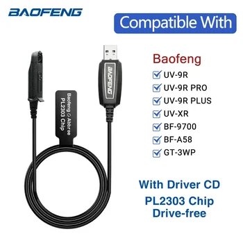 Baofeng UV - 9R Su Geçirmez USB Programlama Kablosu için CD Sürücüsü ile UV-9R Pro Artı XR PL2303 Çip Walkie Talkie Ham İki Yönlü Telsiz