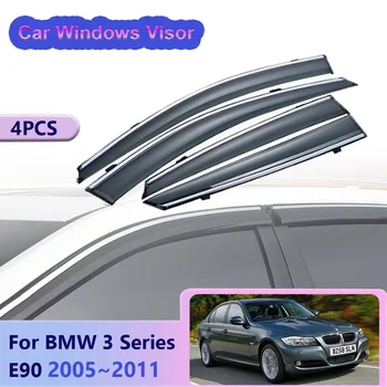 BMW 3 Serisi için E90 320i 2005 ~ 2011 Araba Windows Visor Havalandırma Duman Kapakları Tenteler Barınakları Yan Güneş Yağmur Koruma Dış Aksesuar