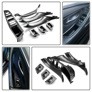BMW 5 serisi için F10 F11 Gri Bej Siyah Araba İç İç Kapı Kolu Paneli Çekme ayar kapağı Sol El Sürücü LHD