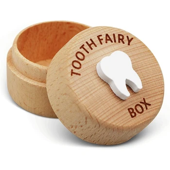Diş Perisi Ahşap Kutu Sevimli 3D Oyma Bırakılan Diş Hatıra saklama kutusu Hediye Erkek Ve Kız İçin