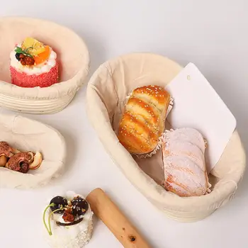 Ekmek Yapma Sepeti Aksesuarları Seti El Yapımı Oval Rattan Banneton Sepeti Maya Ekmek Prova Gıda Sınıfı Ekmek Şekli