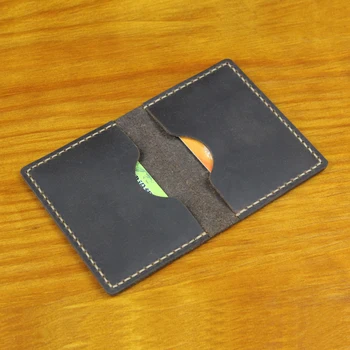 El yapımı Çılgın at Hakiki Deri Erkek kart tutucu küçük İş kart tutucu deri kart cüzdan Kadın kredi kartı KİMLİK Tutucu