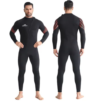 Erkek 3mm Neopren Tam Islak Takım Elbise Ön Fermuar dalgıç kıyafeti Sıcak Tutmak Mayo Şnorkel Dalış Sörf Yüzme Wetsuit