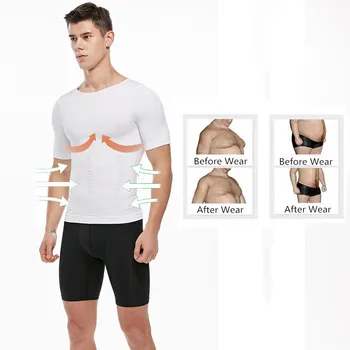 Erkek Vücut Şekillendirici Zayıflama T-Shirt Sıkıştırma Karın Karın Göbek Kontrol İç Çamaşırı Shapewear Yağ Yakma Spor Gömlek Korse