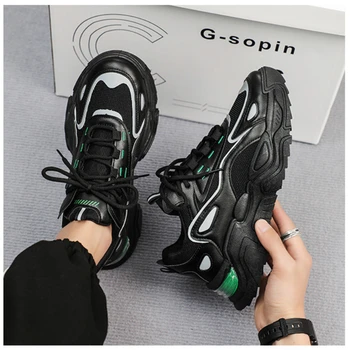 Erkekler Sneakers hava yastığı Platformu Sneaker Rahat Nefes Baba Tıknaz Ayakkabı Erkek yürüyüş ayakkabısı Koşu Spor Yükseklik Artış