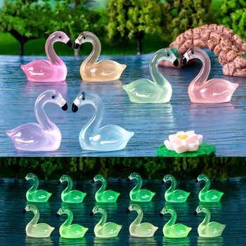 Figürler Minyatürleri Noctilucent Simüle Flamingo Kuş Mikro Peyzaj Süsler Ev Dekorasyonu Dekor Odası Aksesuarları