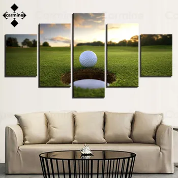 Golf Sahası Duvar Sanatı Boyama 5 Parça Hd Poster ve Baskı Modern Hiçbir Çerçeve Tuval Resim Ev İç Oturma Odası Dekorasyon