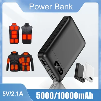 Güç Bankası 5V/2.1 A Tip-C/Mikro USB Mini harici Pil Paketi 5000mAh / 10000mAh Isıtma Yelekler Ceketler Atkılar Çorap Telefon