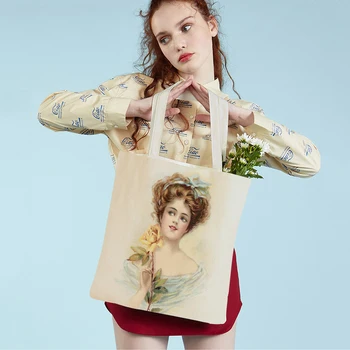 Her iki Taraflı Vintage Stil Zarif Kadınlar Kullanımlık Tuval Moda Avrupa Seksi Bayan Tote Çanta Rahat Öğrenci alışveriş çantası