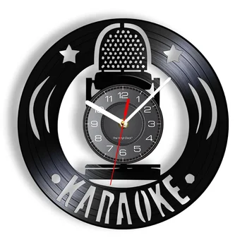 Karaoke Yıldız Mikrofon duvar saati Şarkı Severler Karaoke Şarkı Parti Vintage Vinil Kayıt duvar saati Şarkıcı Müzik Severler Hediye