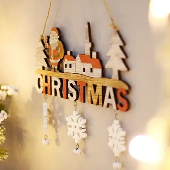 Karşılama Noel ahşap kapı Asılı Süslemeleri Noel Baba Noel Ağacı Yeni Yıl Ev Duvar Kapı Dekor Noel Süslemeleri