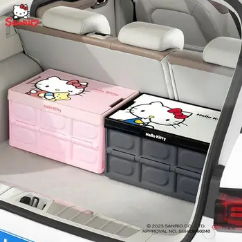 Kawaii Sanrio Hello Kitty Anime Karikatür Sevimli Araba saklama kutusu Araba Gövde Katlanır saklama kutusu Açık Kamp saklama kutusu