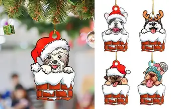 Köpek Noel Süsler Akrilik hayvan şekli asılı Dekorasyon taşınabilir noel ağacı köpek kolye süs için parti dekor