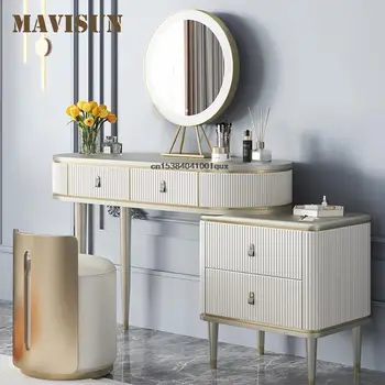 Lüks katı ahşap Tuvalet masası yatak odası mobilyası Amerikan Tarzı Tuvalet Masası Ayna Ve Tabure Makyaj Masası Makyaj