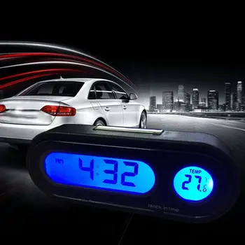 Mini dijital ekran ışık göstergeleri arka ışık araba elektronik saat zaman izle otomatik pano saatler otomatik termometre