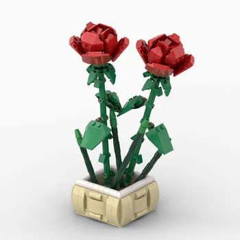 MOC Gül Saksı Yapı Taşları Saksı Dekorasyon Bitki Tuğla Oyuncaklar Monte Romantik sevgililer Günü Hediyesi