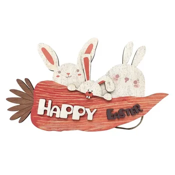 Mutlu Paskalya Partisi Dekorasyon Ahşap Havuç Tavşan Kapı Asılı Kolye Tavşan Paskalya Partisi DIY Süsler Mutlu Paskalya Günü Dekor