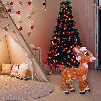 Noel geyik akrilik düz dize ışıkları dekorasyon Rudolph akrilik romantik tatil süs parlayan geyik