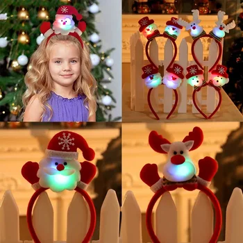 Noel Kafa Bandı Noel Baba Geyik Boynuzları Ren Geyiği Kafa Bandı Cosplay Kulaklar Led Parlayan Süsler Parti Noel saç aksesuarları