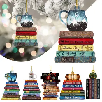 Noel Kolye Kordon ile Dekoratif Akrilik Kitap Sevgilisi Asılı Charm Noel Ağacı Dekorasyon Araba dikiz aynası Dekorasyon