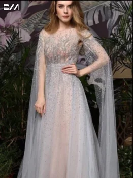 Parlak O-Boyun Abiye Romantik Klasik A-line gelin kıyafeti Zarif Kat uzunlukta Gelin Elbiseler Vestidos De Novia