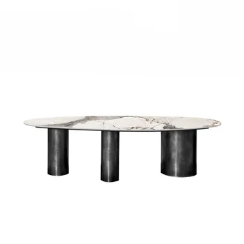 Parlak yüzeyli,sade tarzlı ve lüks kaya tabağı mermerli hafif ve lüks kaya tabağı yemek masası.