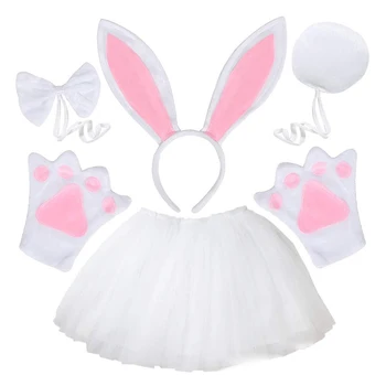 Paskalya tavşanı Cosplay Kostüm Çocuklar için Tavşan Kulaklar Elbise Tavşan Kostüm Paskalya Günü için Kız Elbise Cadılar Bayramı Karnaval Elbise