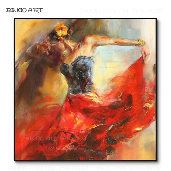 Profesyonel Sanatçı El-boyalı Soyut İspanyol Dansçı Yağlıboya Tuval üzerine İspanyol Flamenko Dansçısı Boyama Duvar Dekor için