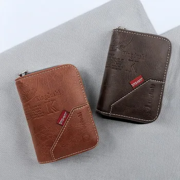 PU Deri erkek küçük cüzdan Büyük Kapasiteli Dayanıklı Erkek Deri Çanta kimlik kartı tutucu Çok fonksiyonlu Cep Çanta Erkek