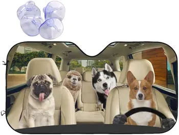 PURKCUYERT araç ön camı Güneş Gölge Köpekler Sürüş araba güneşliği Araba Kamyon SUV için, Blokları UV Işınları Tutmak Araç Serin Katlanır Otomatik Su