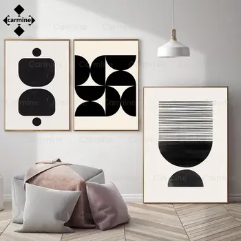 Renk Blok Tuval Boyama Geometrik Duvar sanat posterleri Modern Minimalist Baskı Siyah ve Beyaz Resim Oturma Odası Dekorasyon için