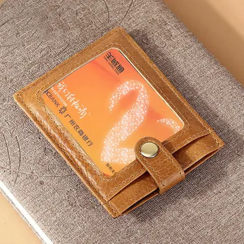 RFID Anti-Hırsızlık Fırça Kredi kart tutucu Erkekler Yapış Kılıfı kart çantası Yağı Balmumu Hakiki Deri Küçük İnce İnce Cep Kartları Cüzdan